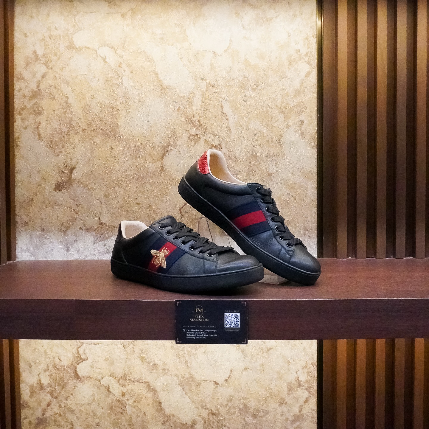 Gucci ace bee leather black (new 14jt